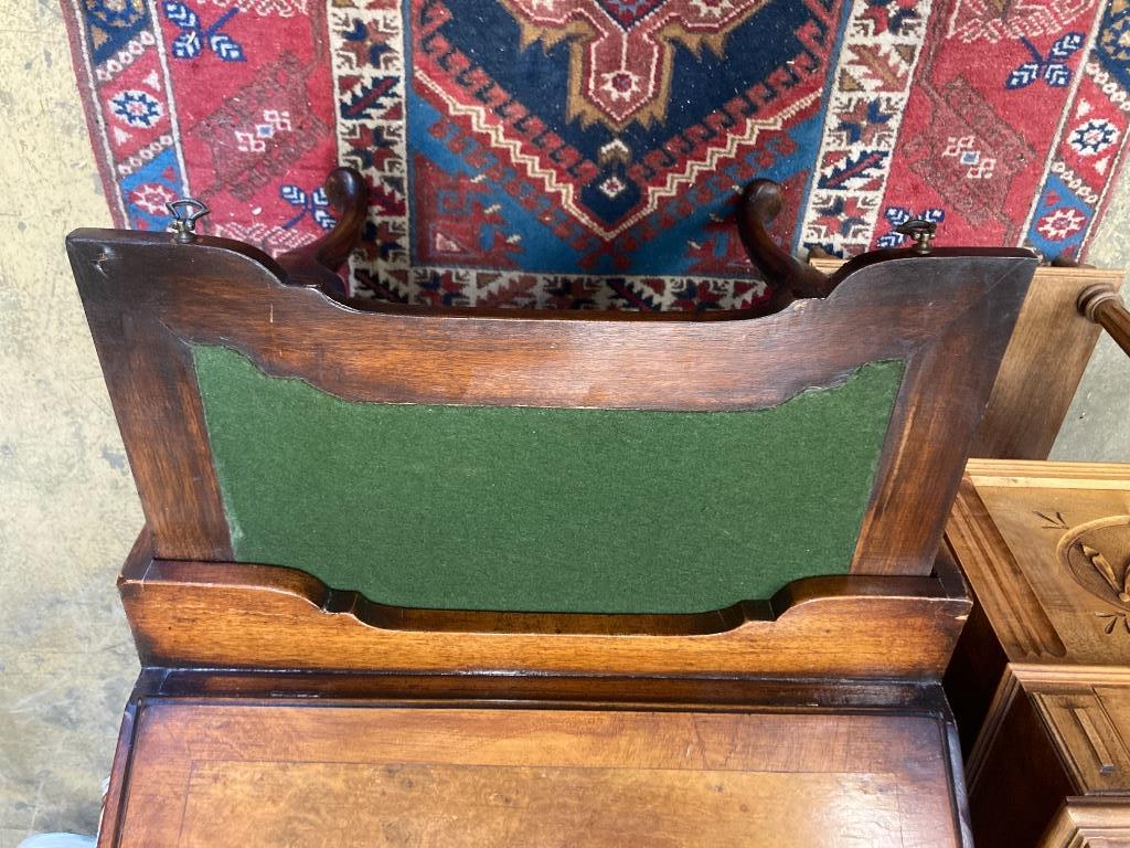 A small Queen Anne revival walnut bureau with slide, width 52cm, depth 40cm, height 96cm